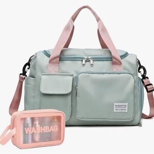 Mint Green and Pink Women's Bag Set